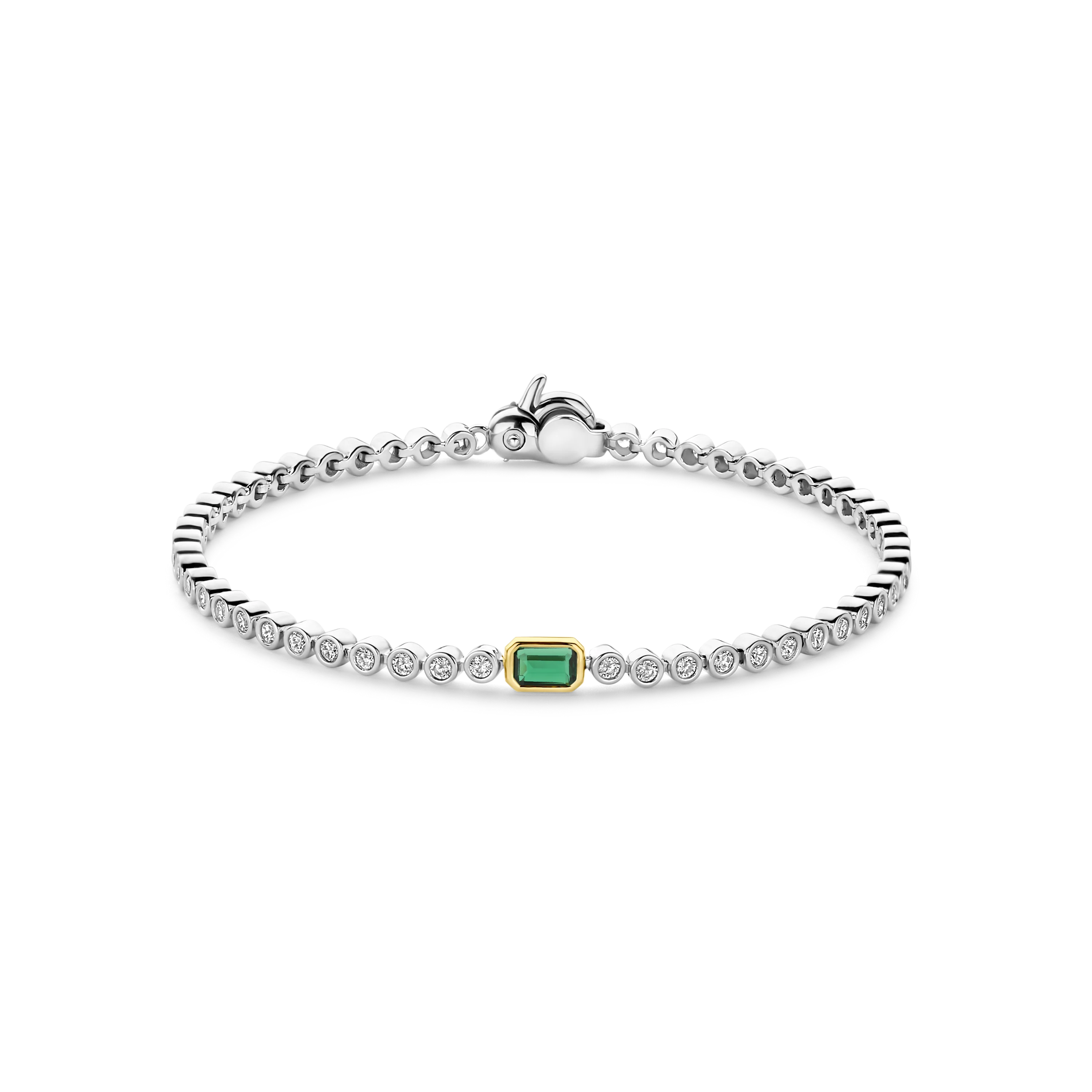 Baguette Tennis Armband met Smaragdgroen