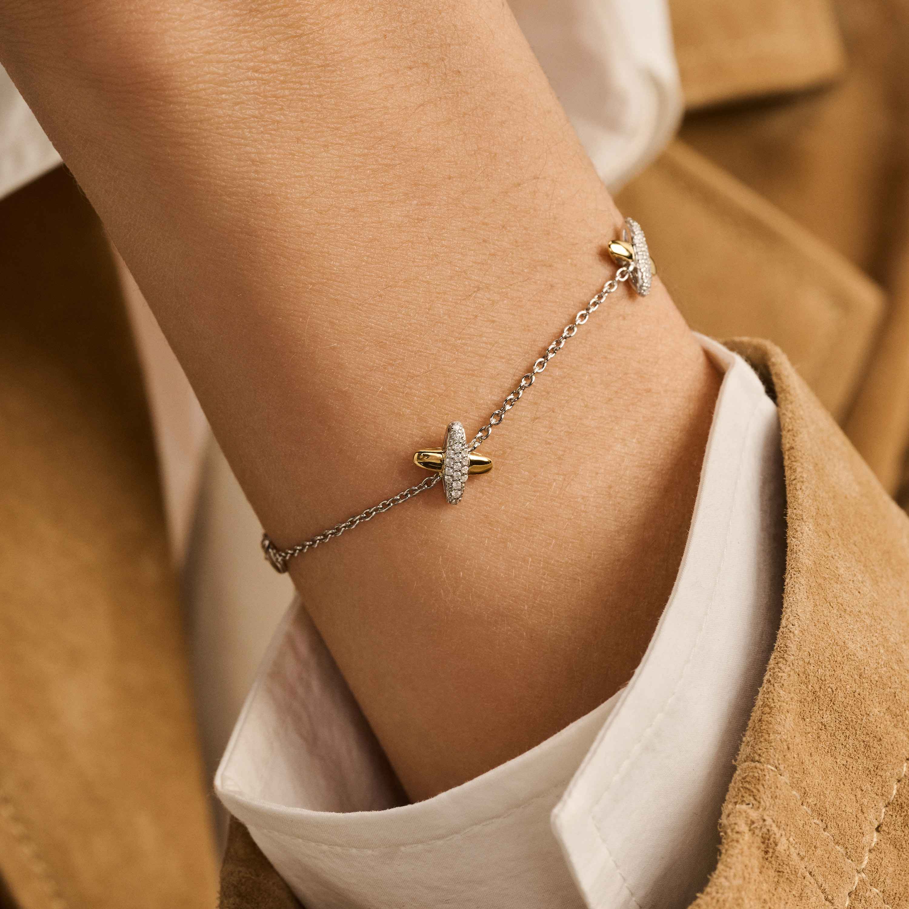 Zirkonia Cross Armband Bicolor - Image 5