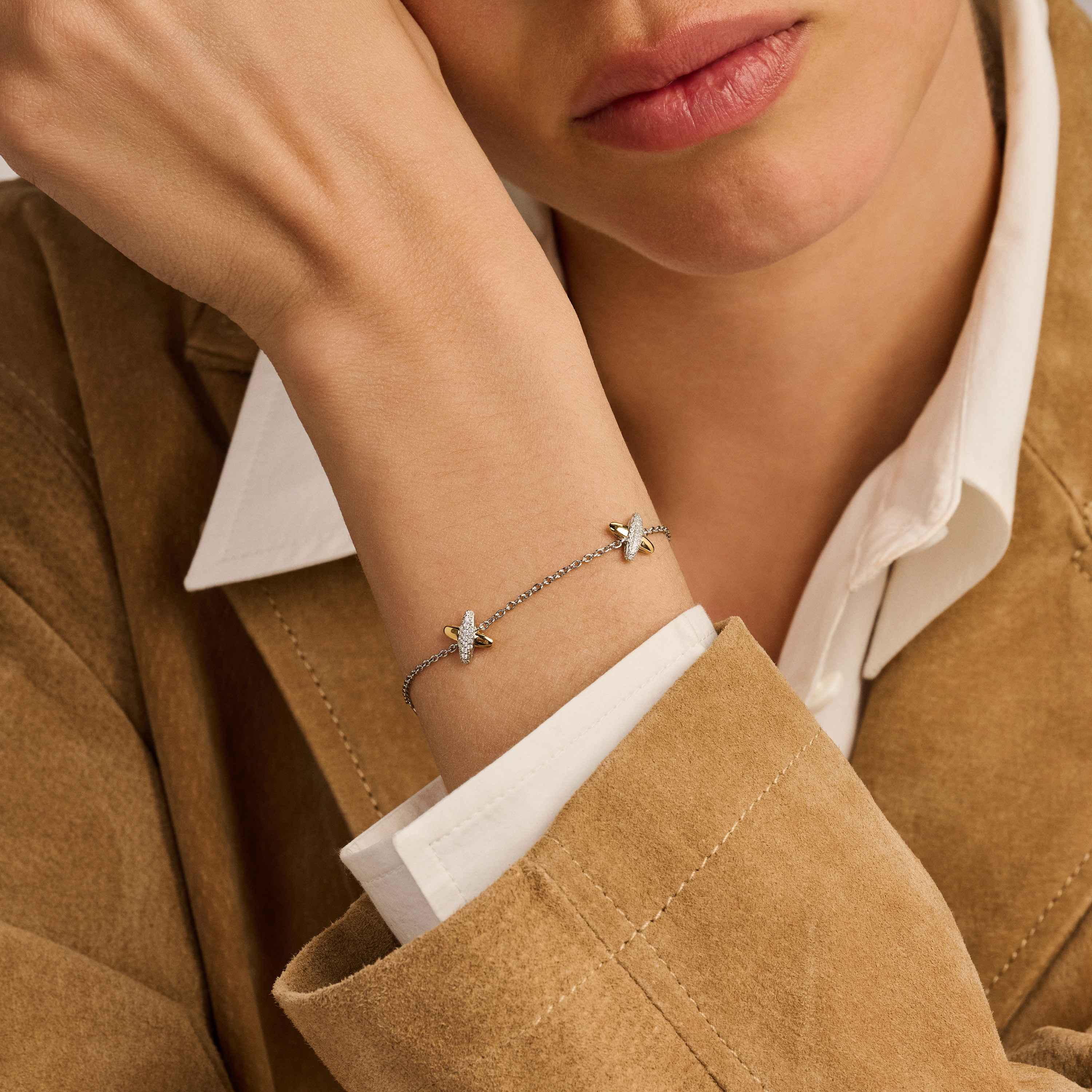 Zirkonia Cross Armband Bicolor - Image 6