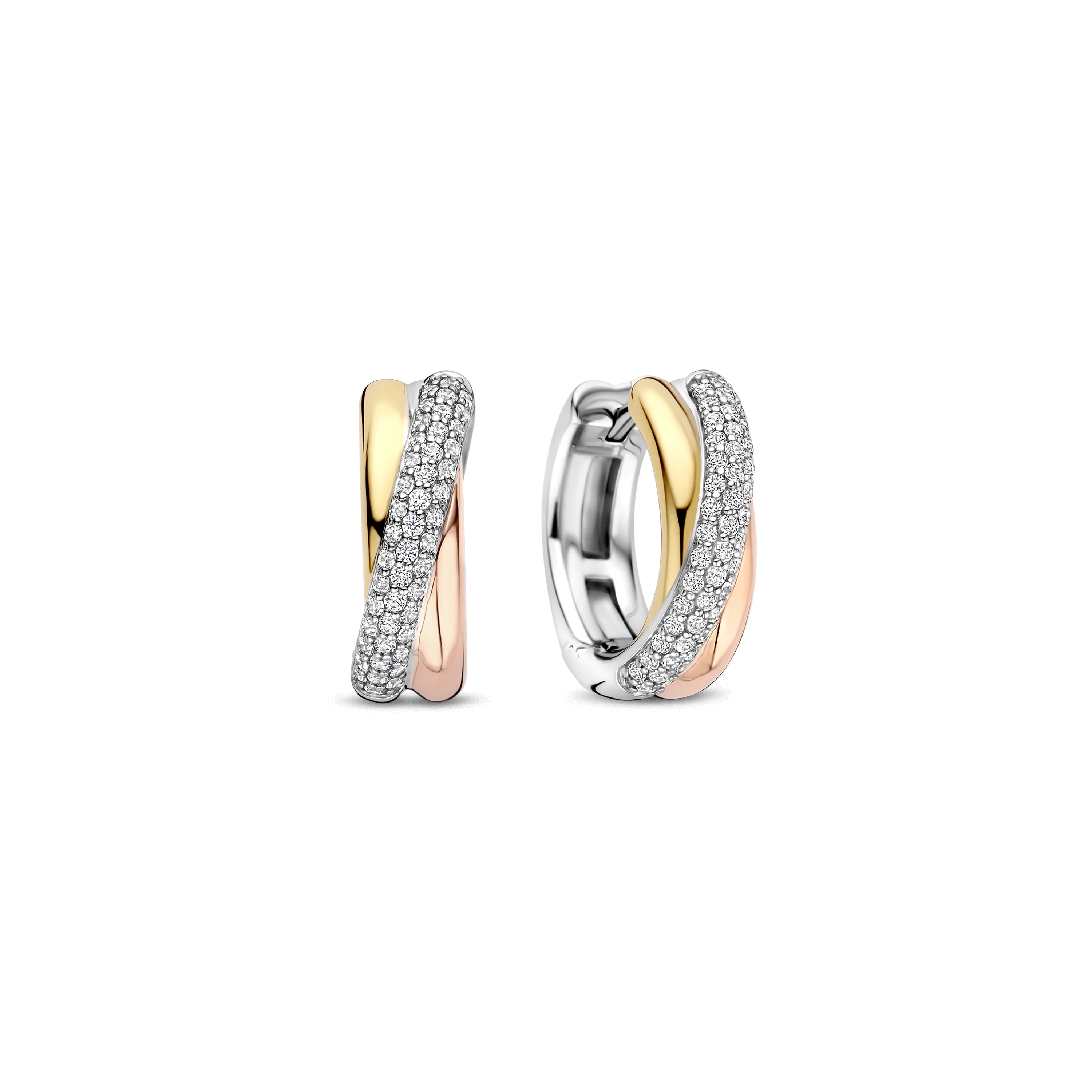 Tricolor Zirkonia Crossover Hoops
