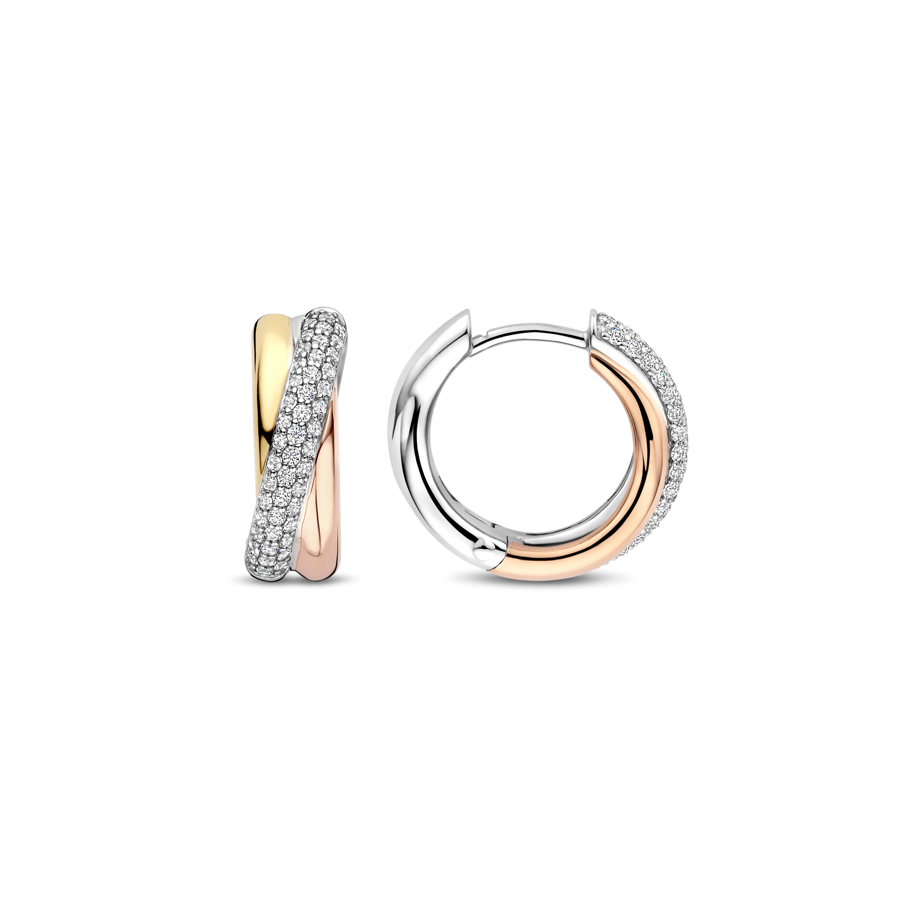 Tricolor Zirkonia Crossover Hoops - Image 3