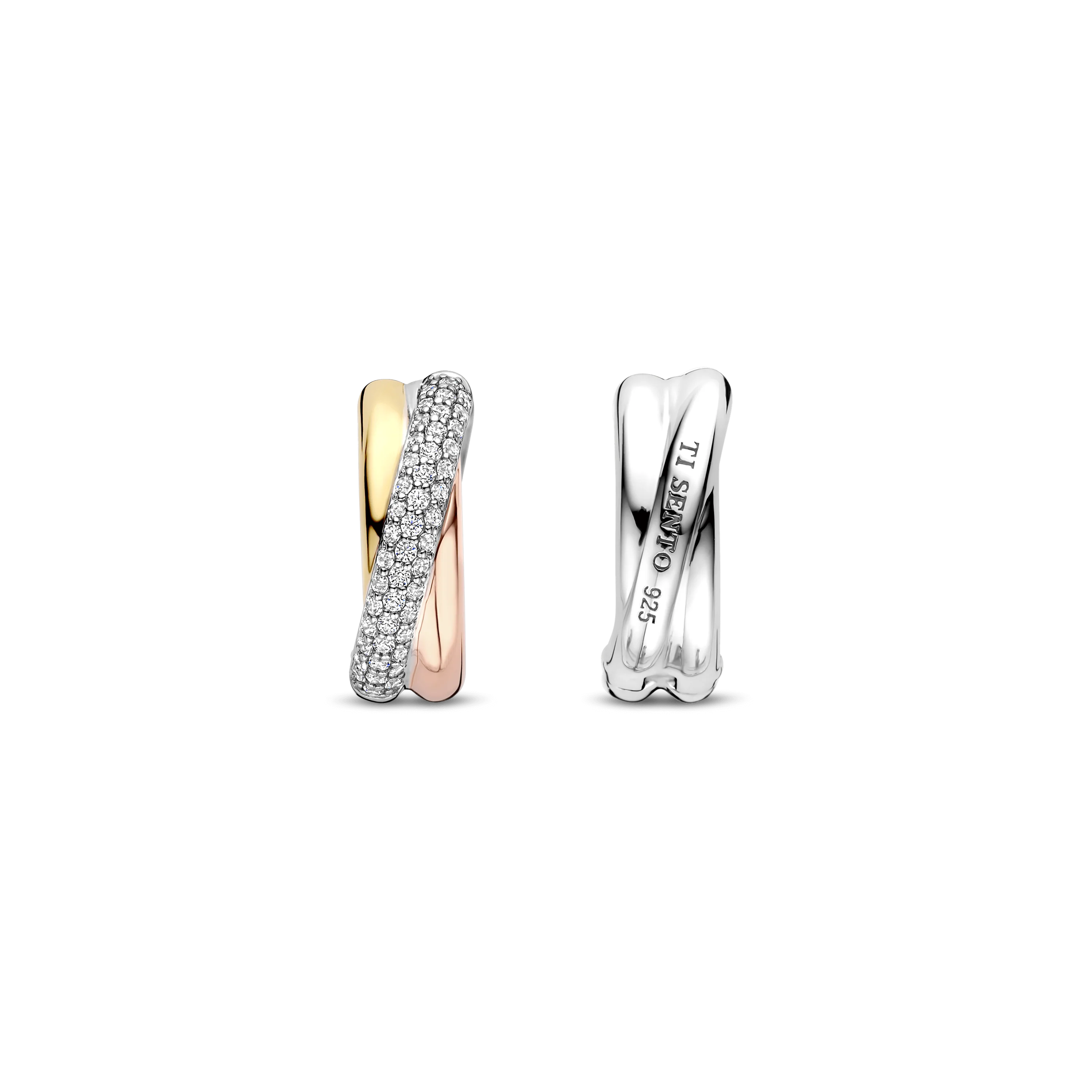 Tricolor Zirkonia Crossover Hoops - Image 4