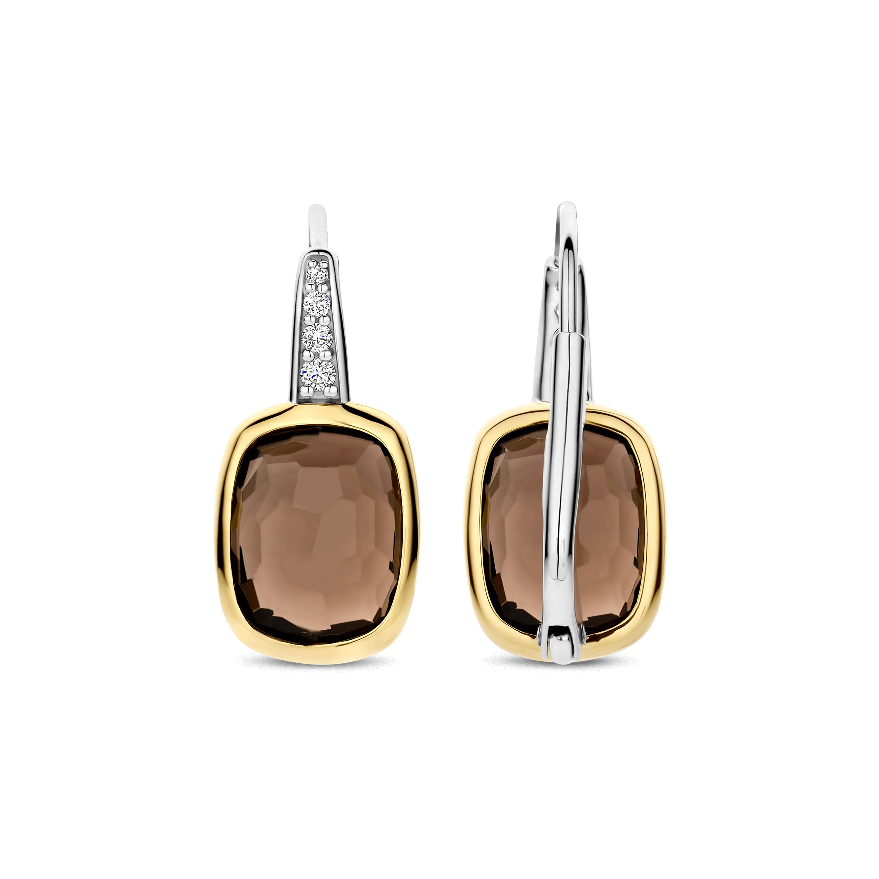 Smokey Brown Zirkonia Cushion Hoops - Image 3