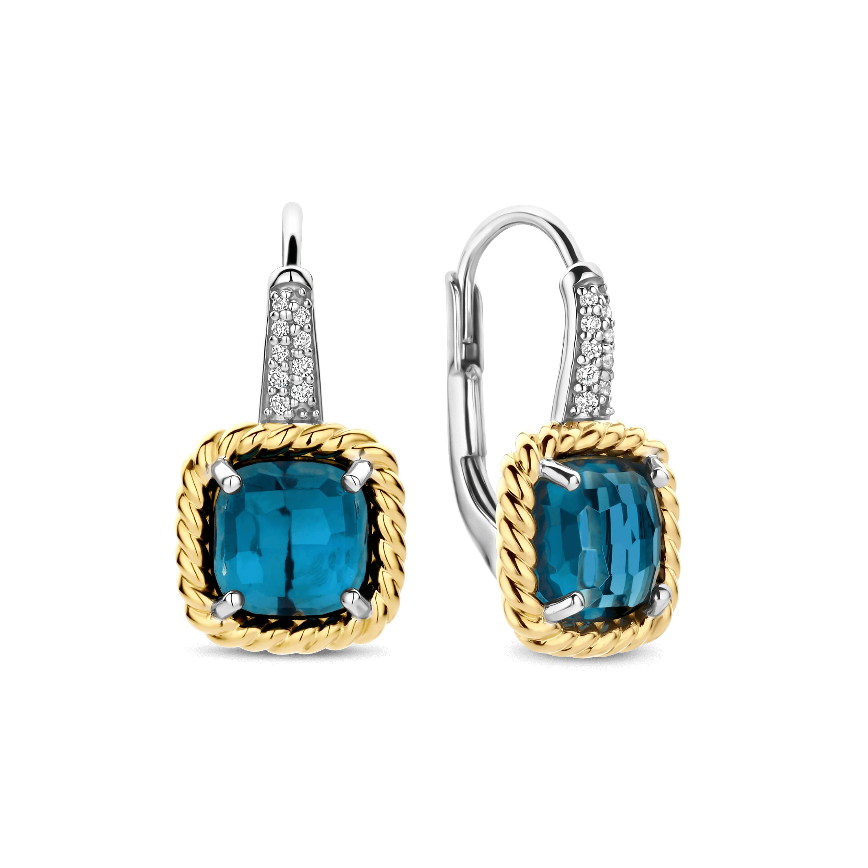 Blauwe Zirkonia Cushion Hoops