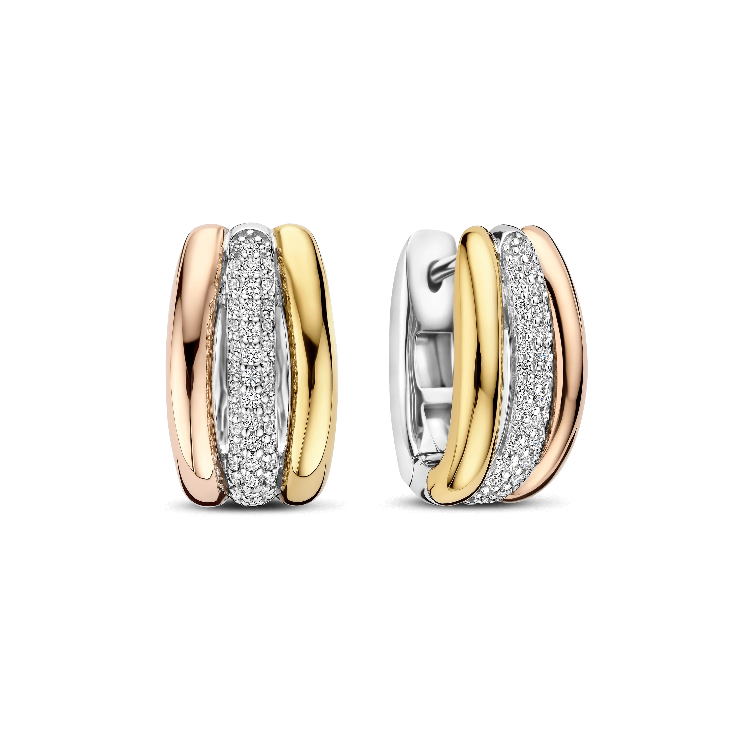 Tricolor Triple Circle Zirkonia Hoops