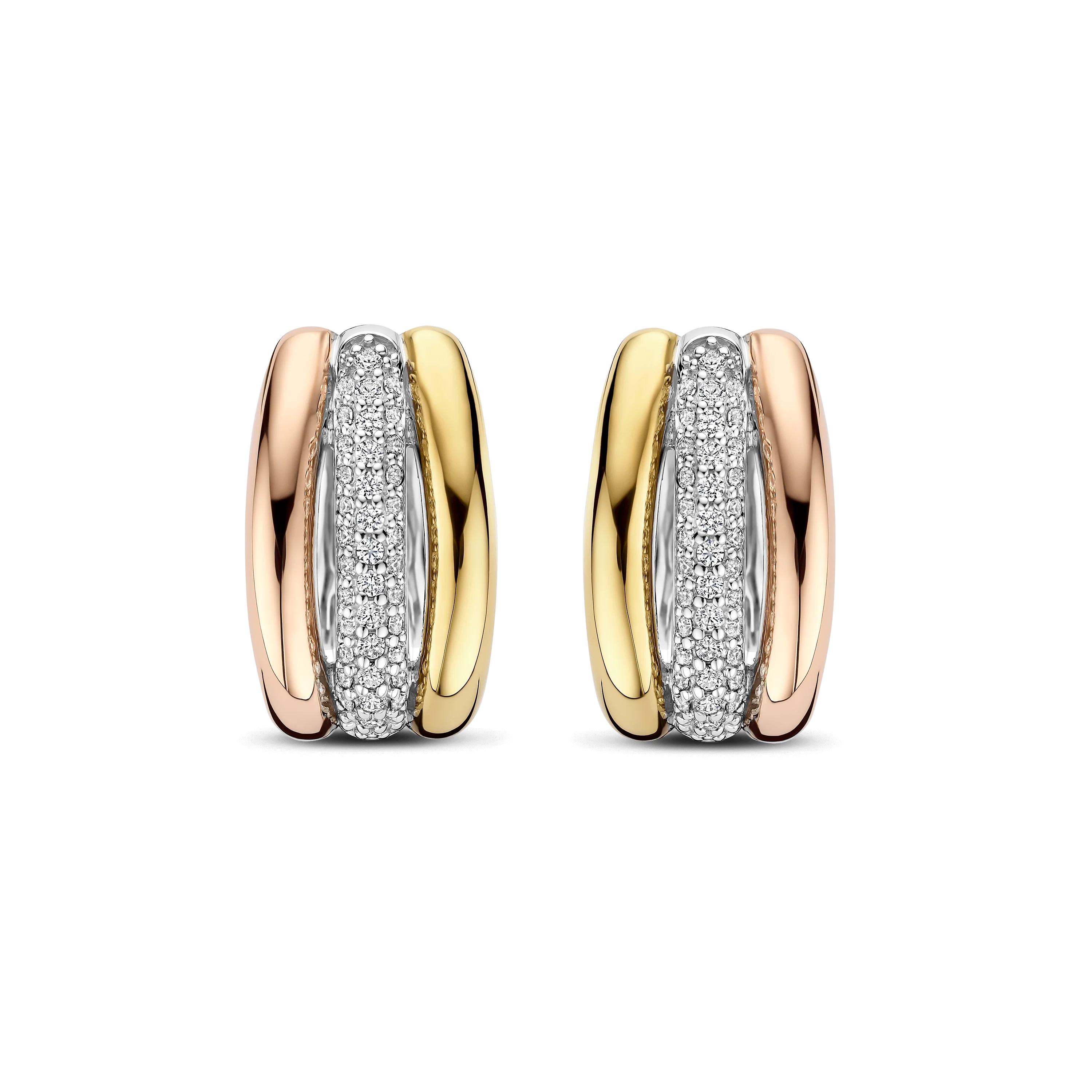 Tricolor Triple Circle Zirkonia Hoops - Image 2