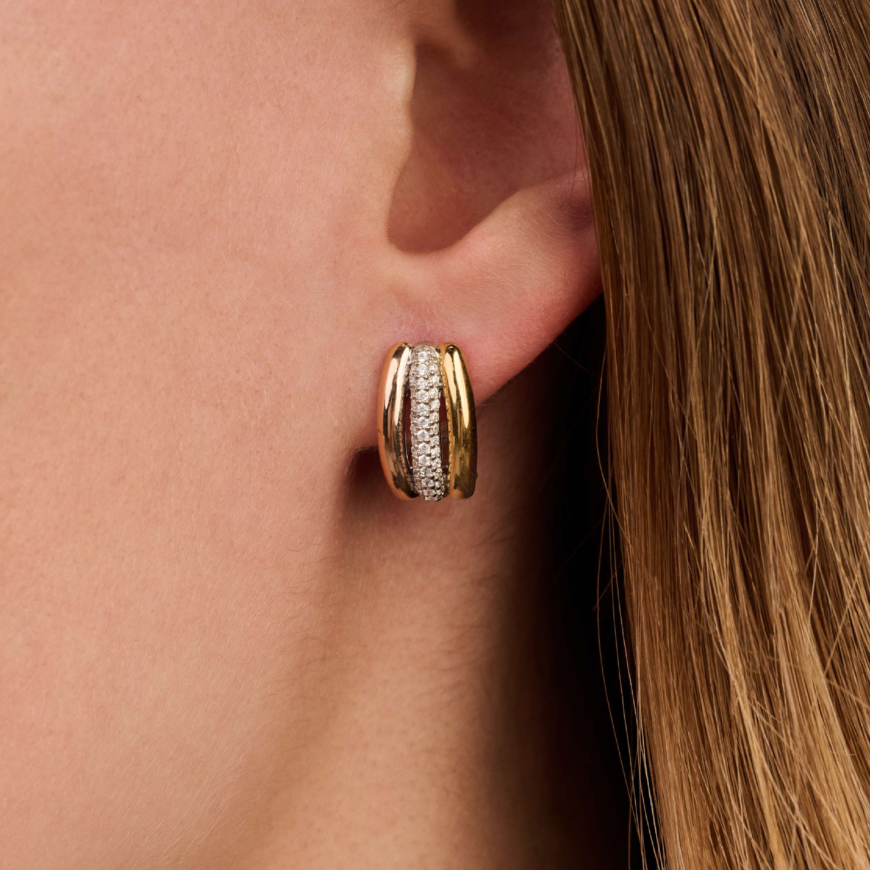 Tricolor Triple Circle Zirkonia Hoops - Image 4