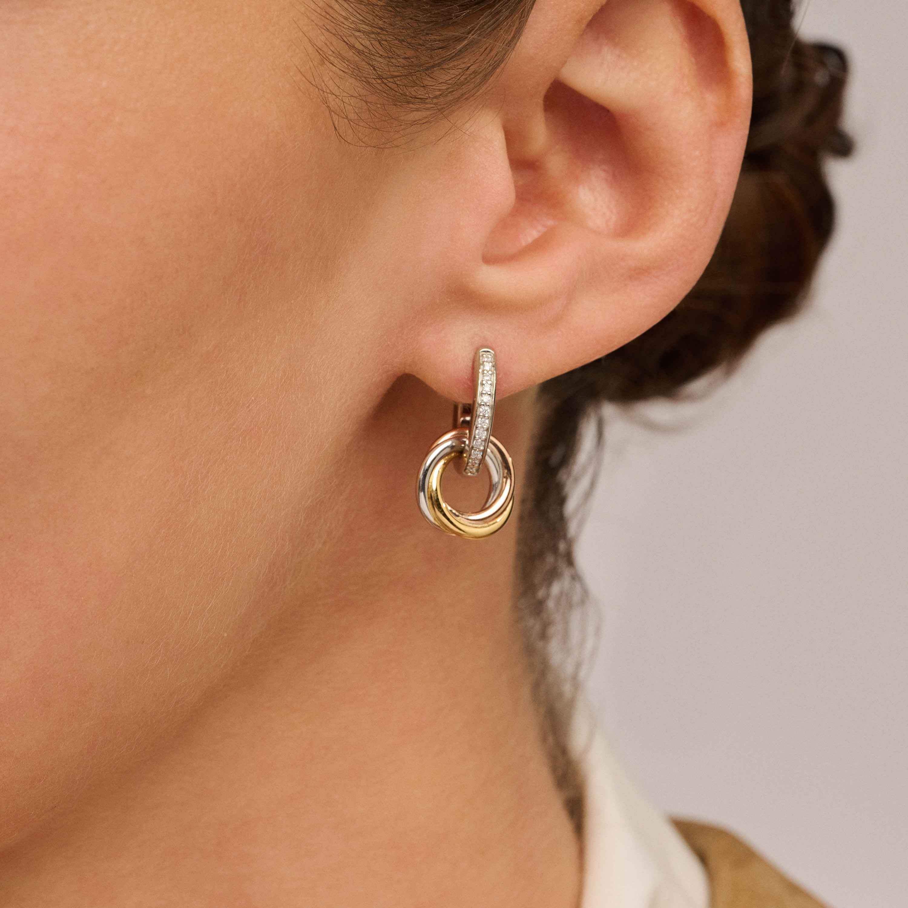 Tricolor Zirkonia Crossover Cirkel Hoops - Image 11