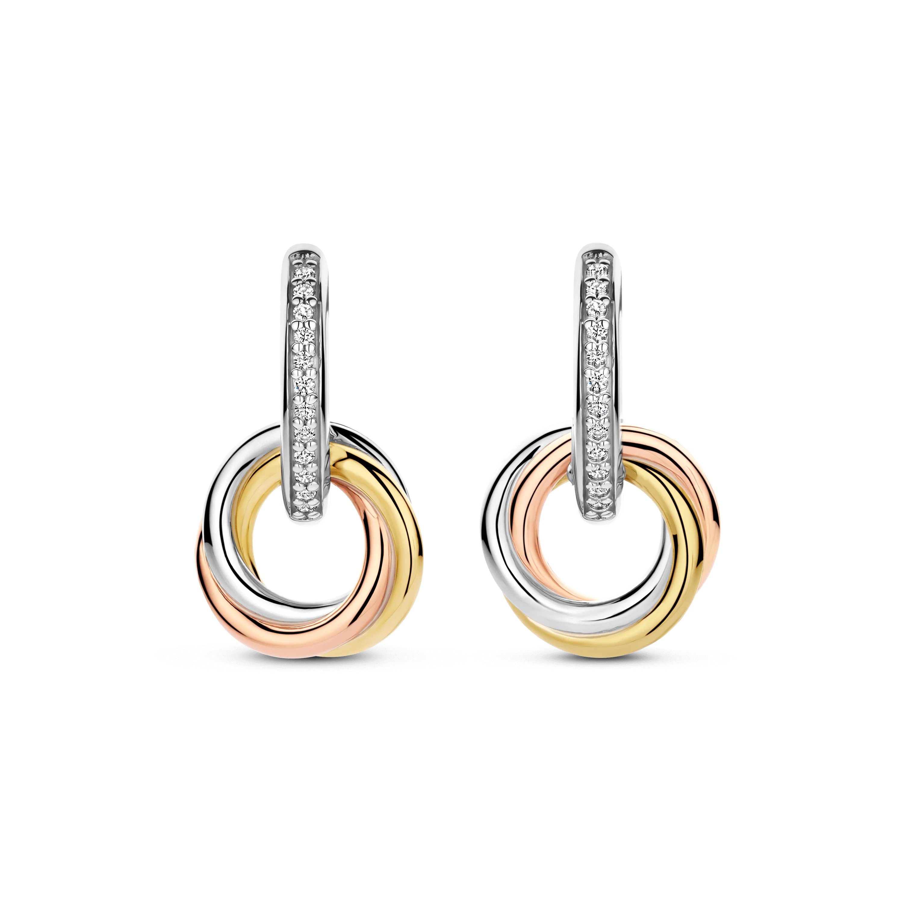 Tricolor Zirkonia Crossover Cirkel Hoops - Image 2
