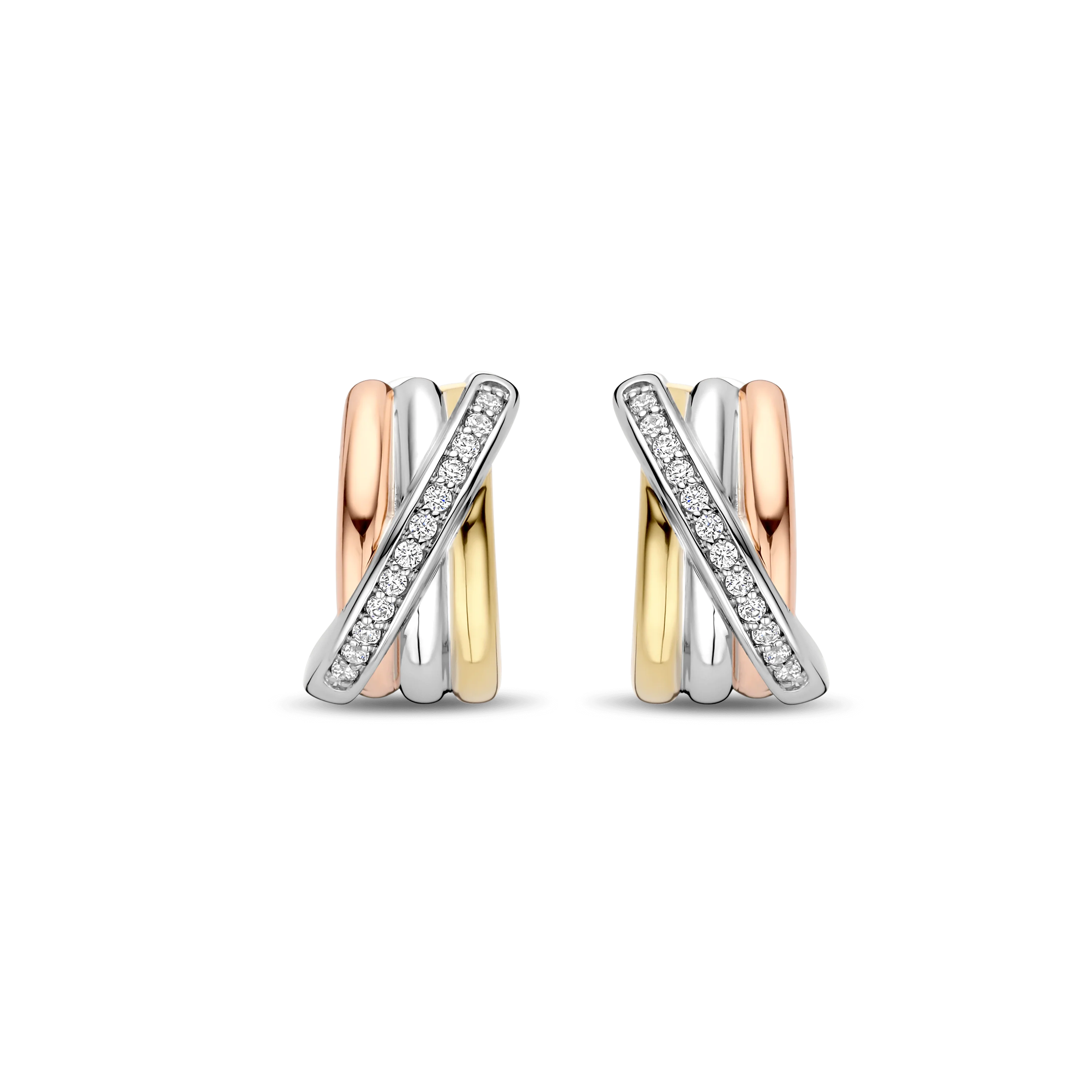 Tricolor Zirkonia Crossover Hoops - Image 2
