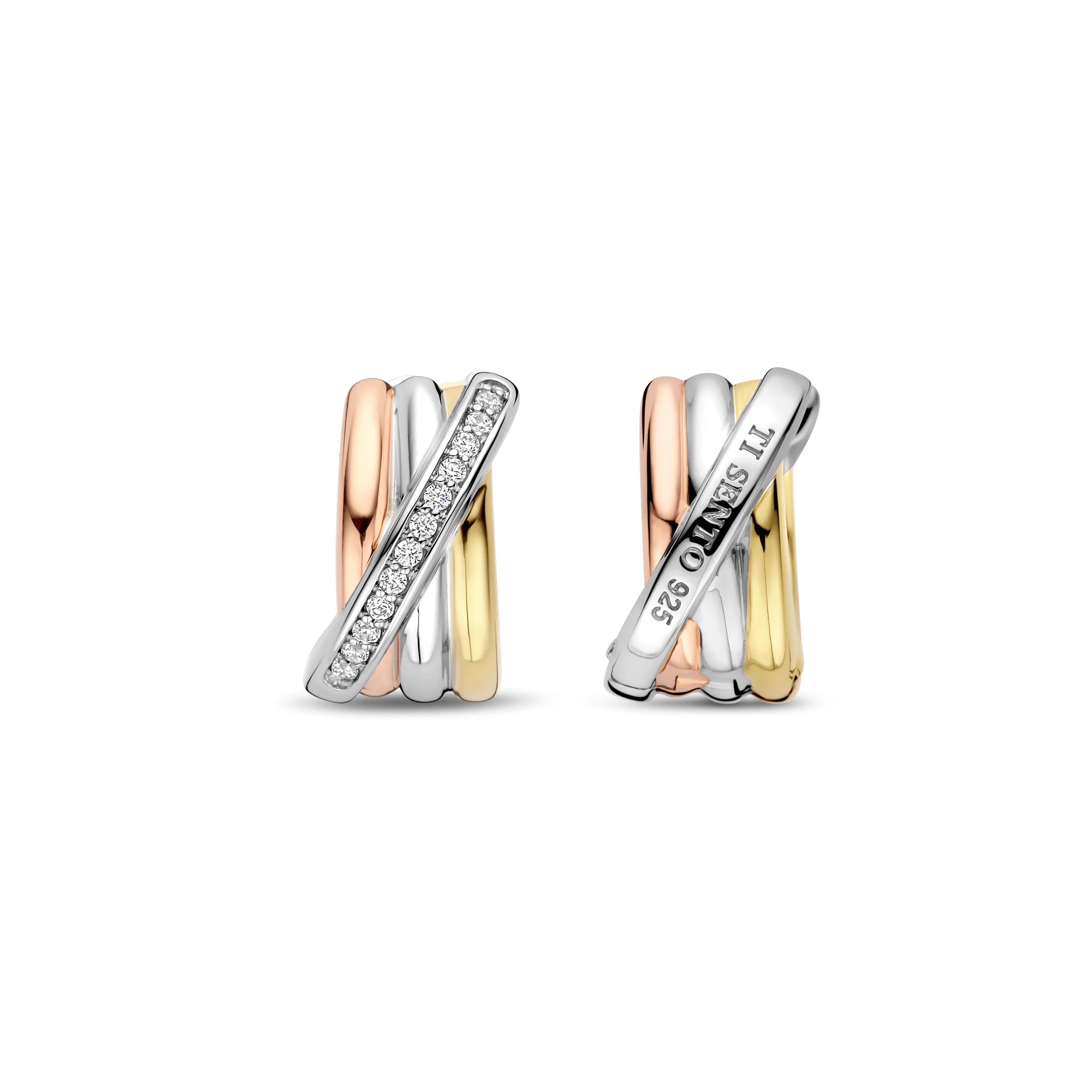 Tricolor Zirkonia Crossover Hoops - Image 4