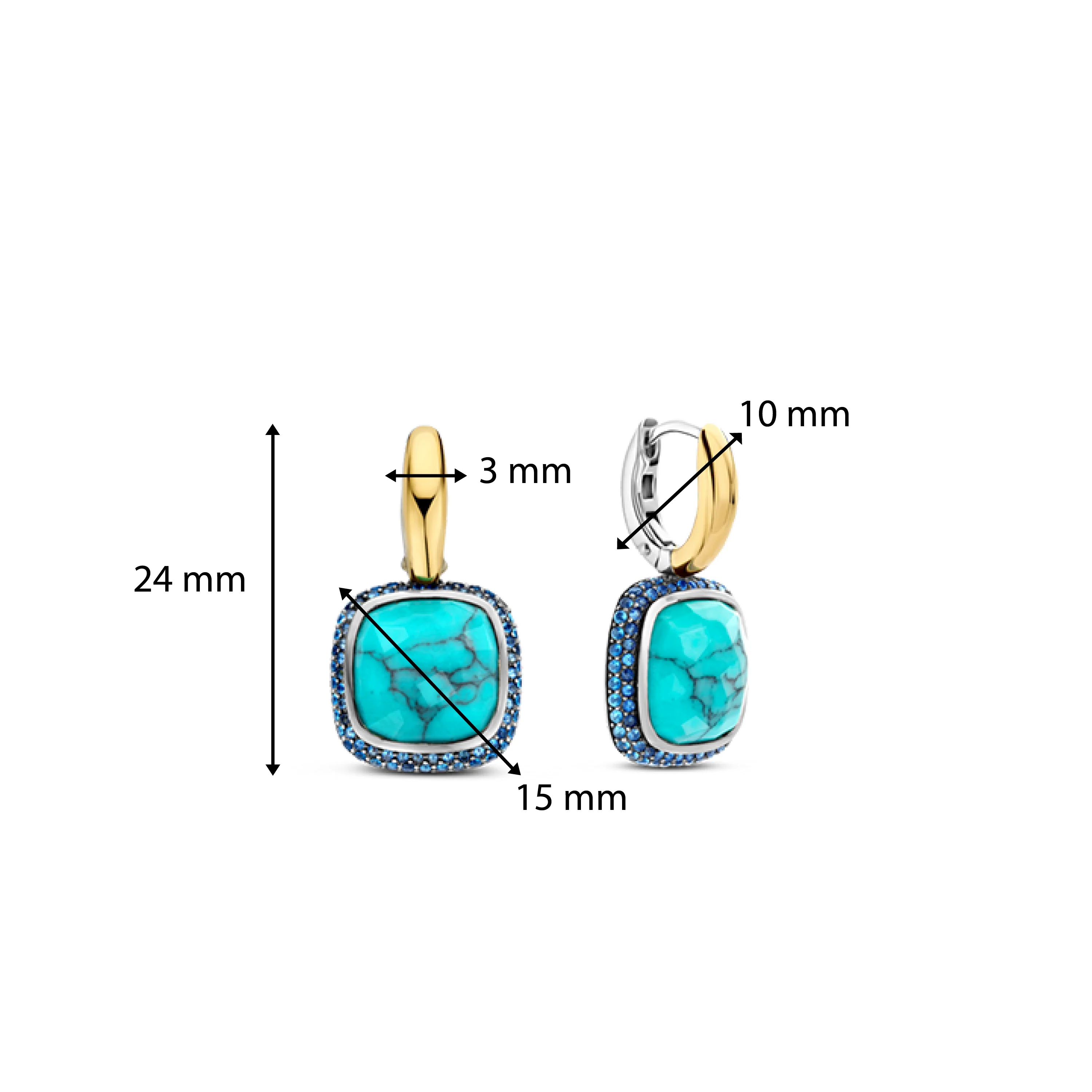 Turqoise Zirkonia Cushion Hoops - Image 6