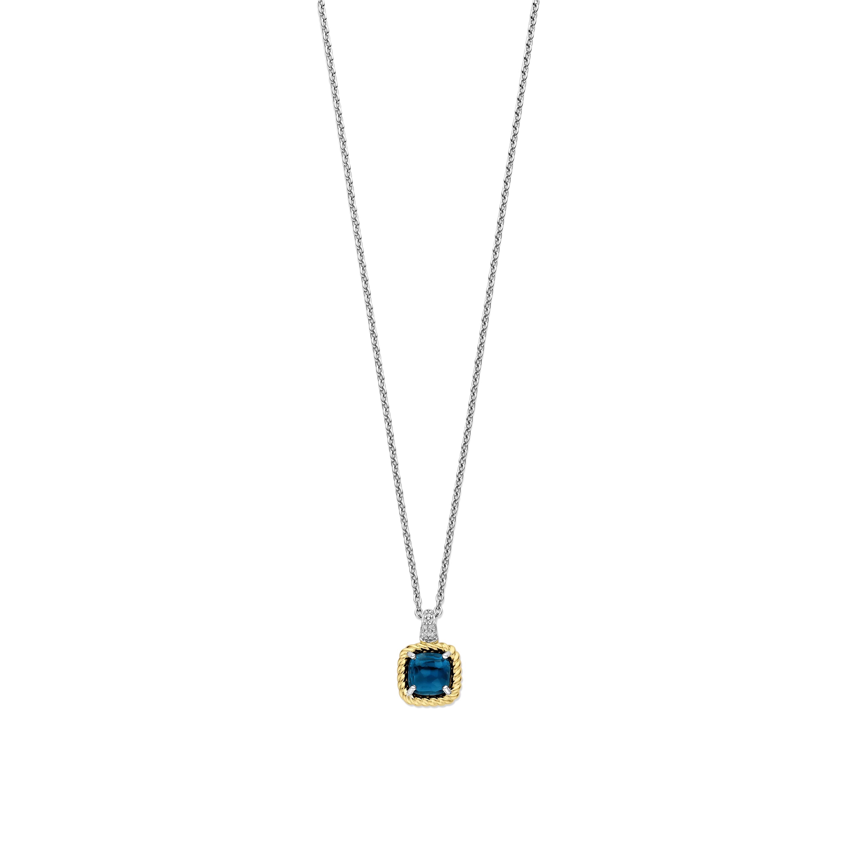 Blauwe Zirkonia Cushion Ketting