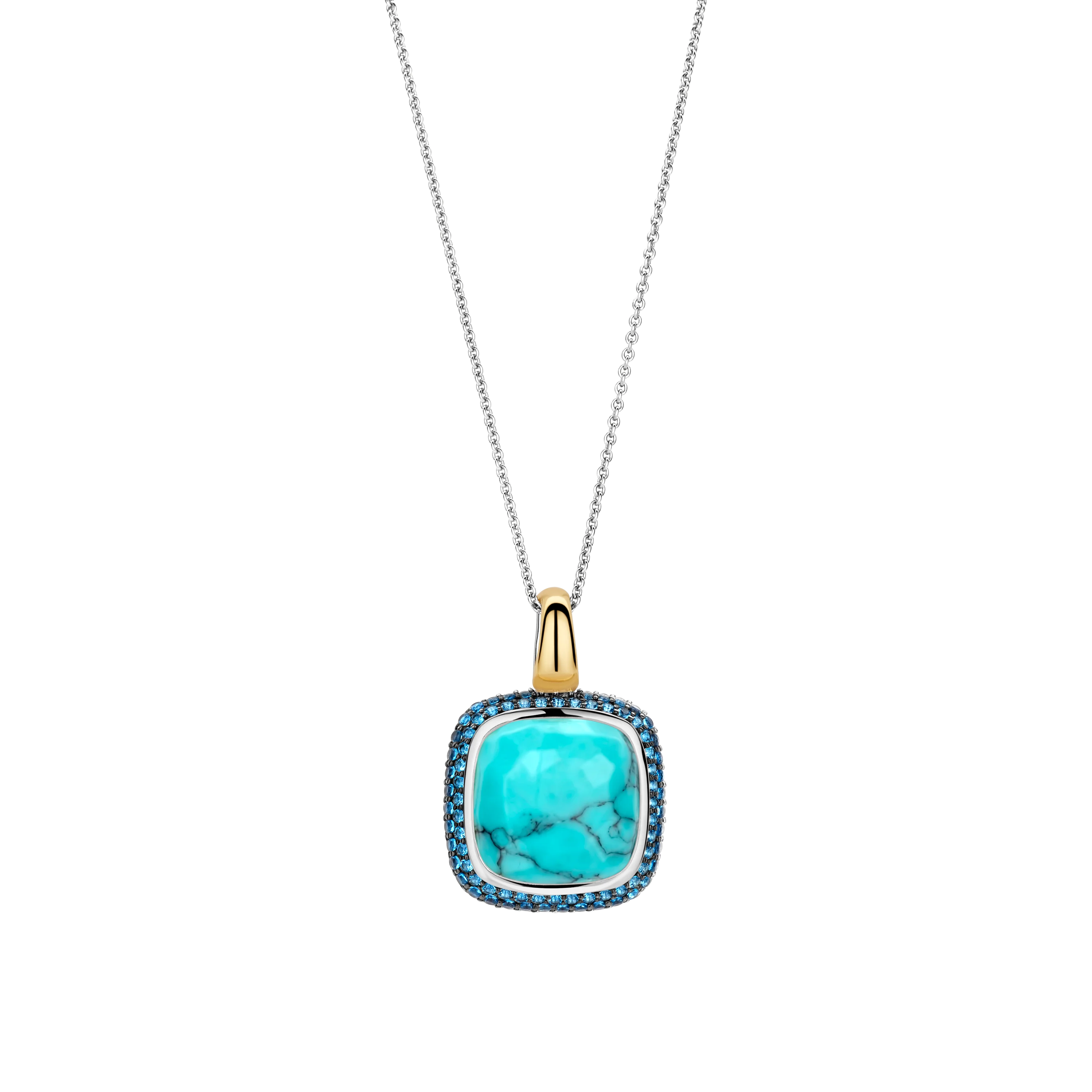 Turqoise Cushion Ketting met hanger