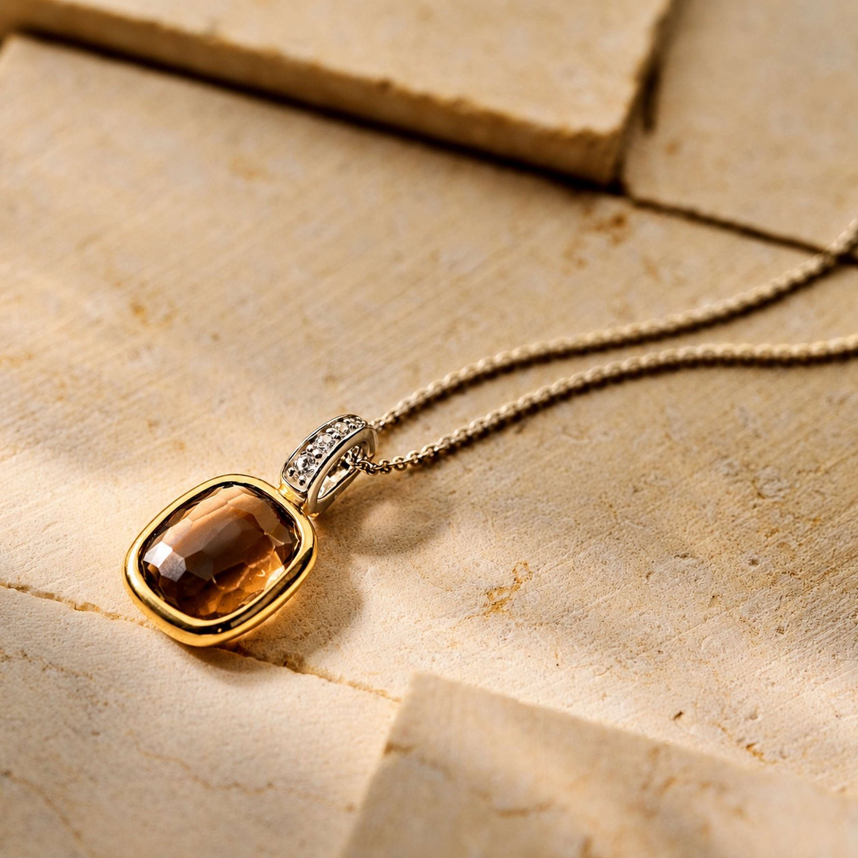 Smokey Brown Cushion Ketting met hanger - Image 10