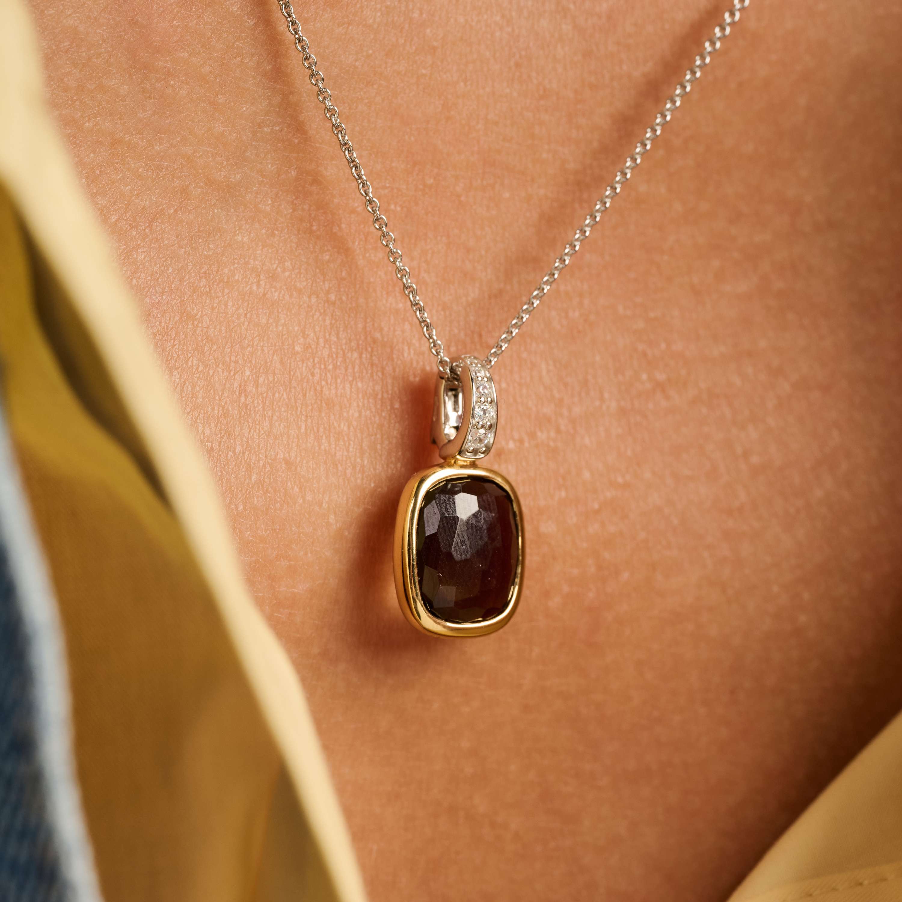 Smokey Brown Cushion Ketting met hanger - Image 7