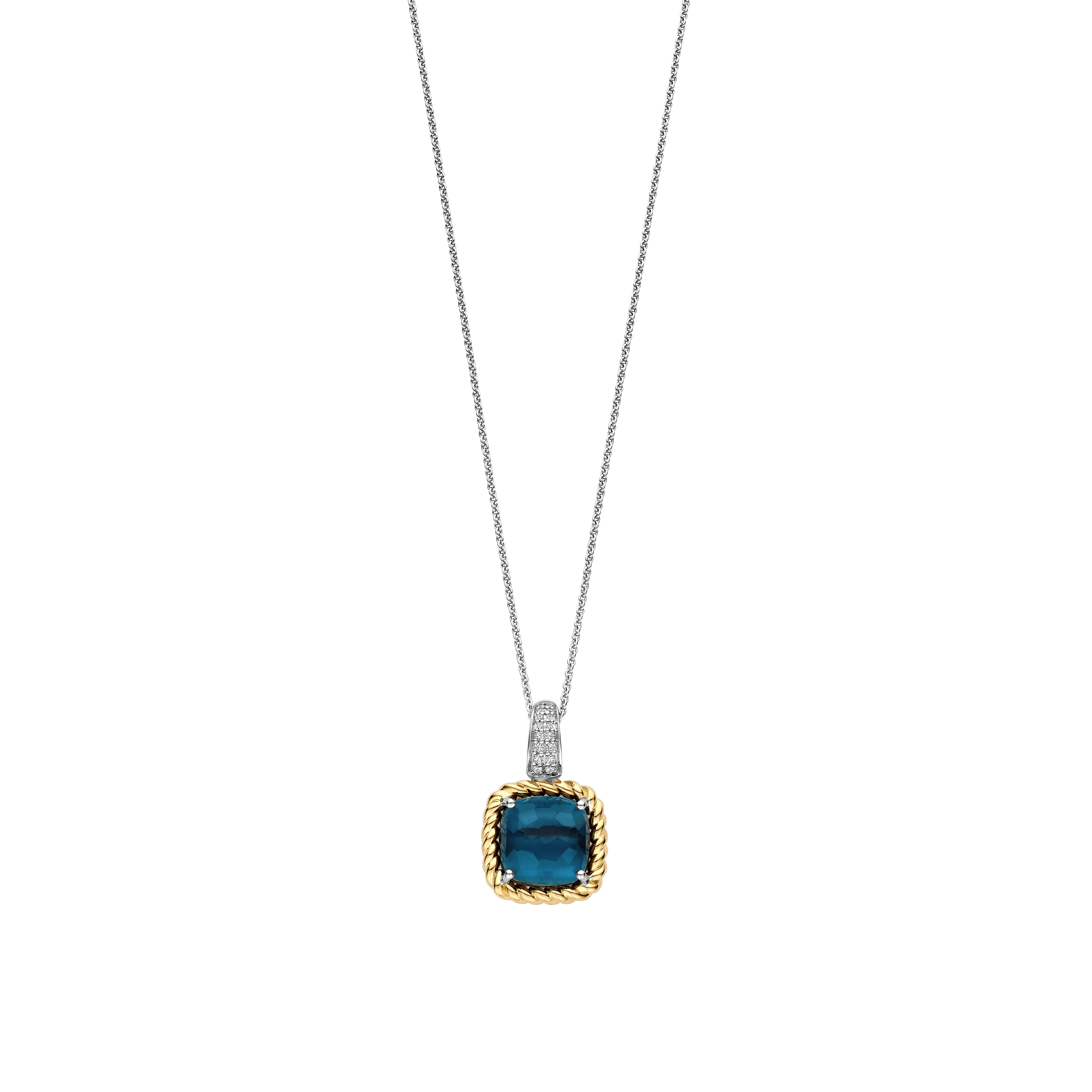 Blauwe Zirkonia Cushion Ketting met hanger