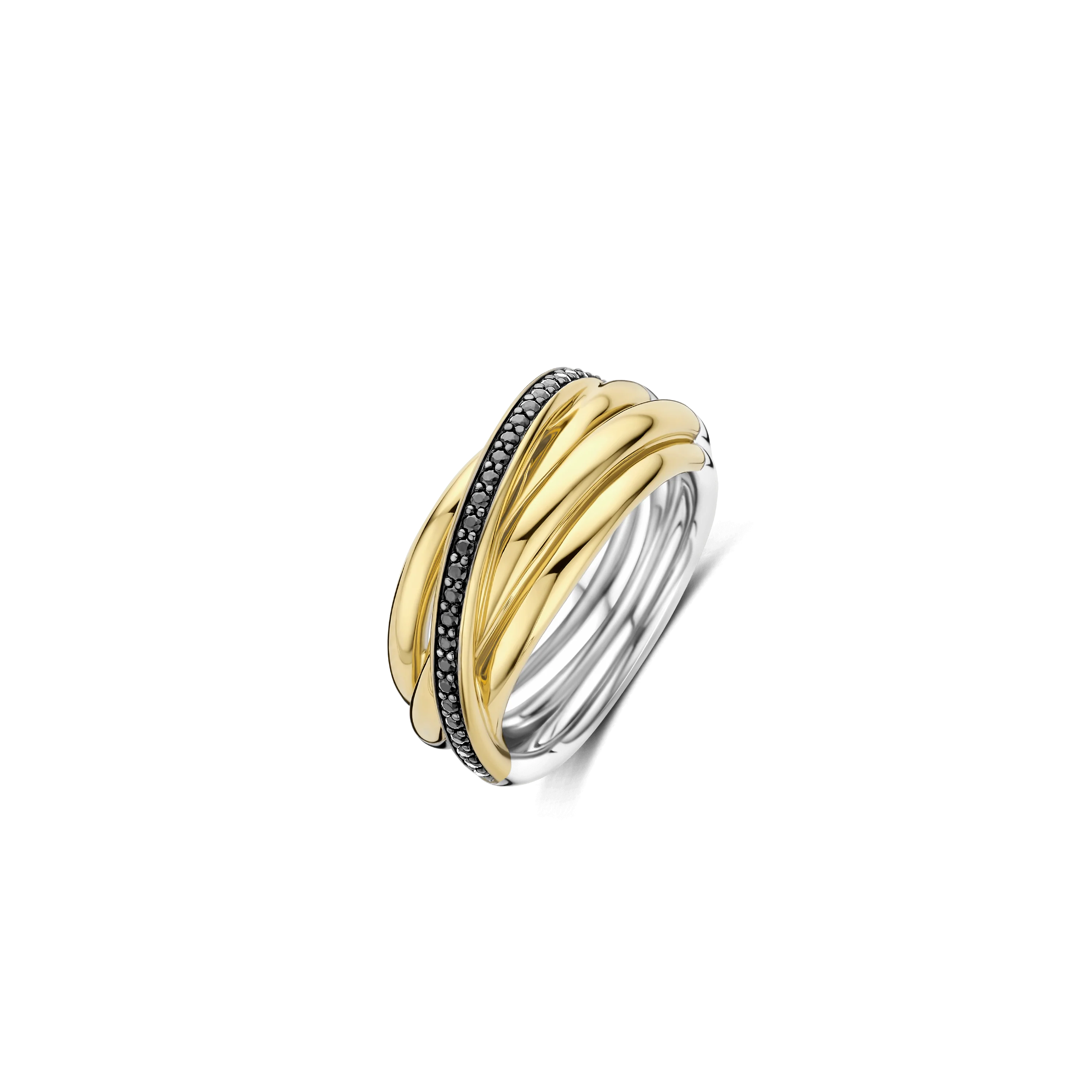 Zwarte Zirkonia Crossover Ring - M model