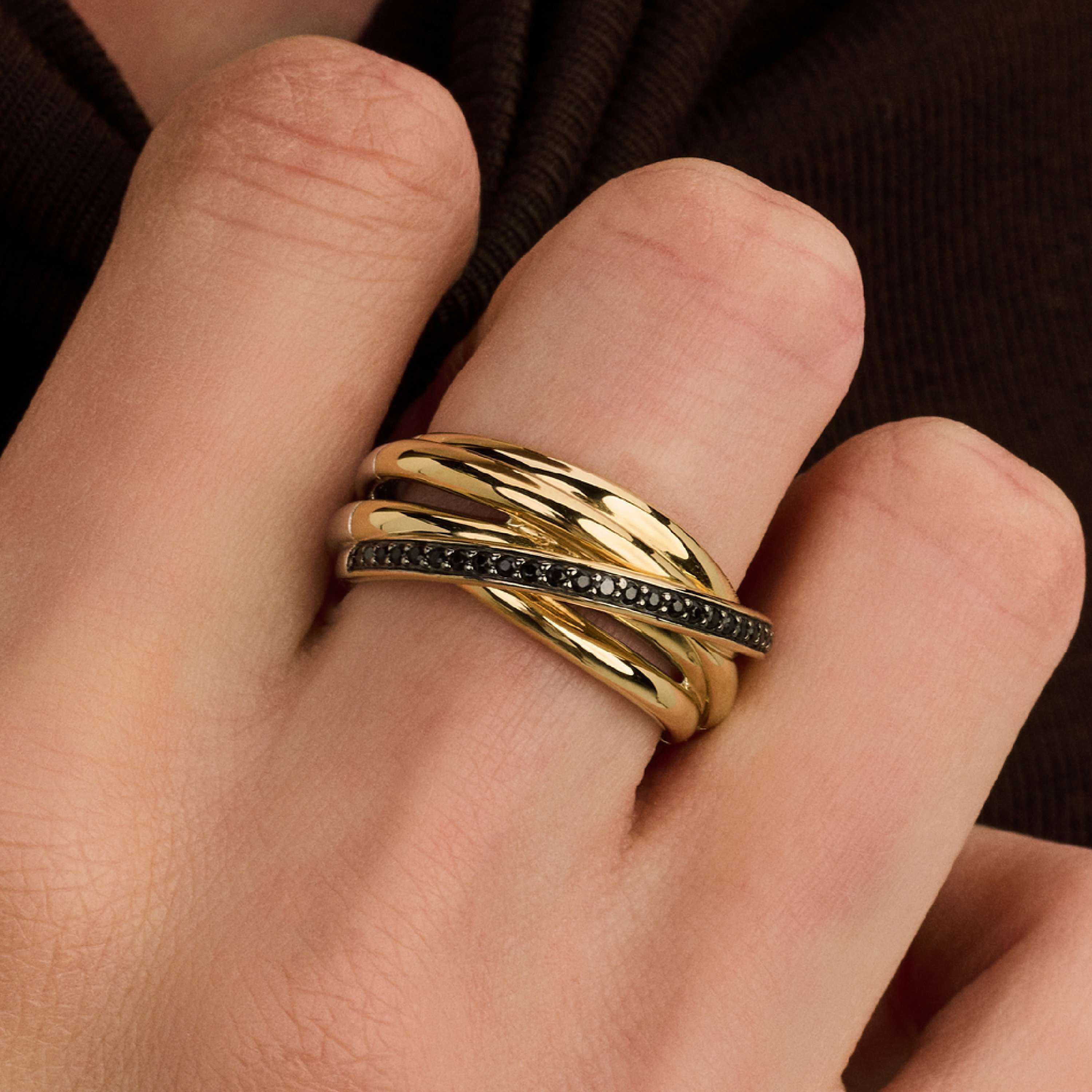 Zwarte Zirkonia Crossover Ring - M model - Image 5
