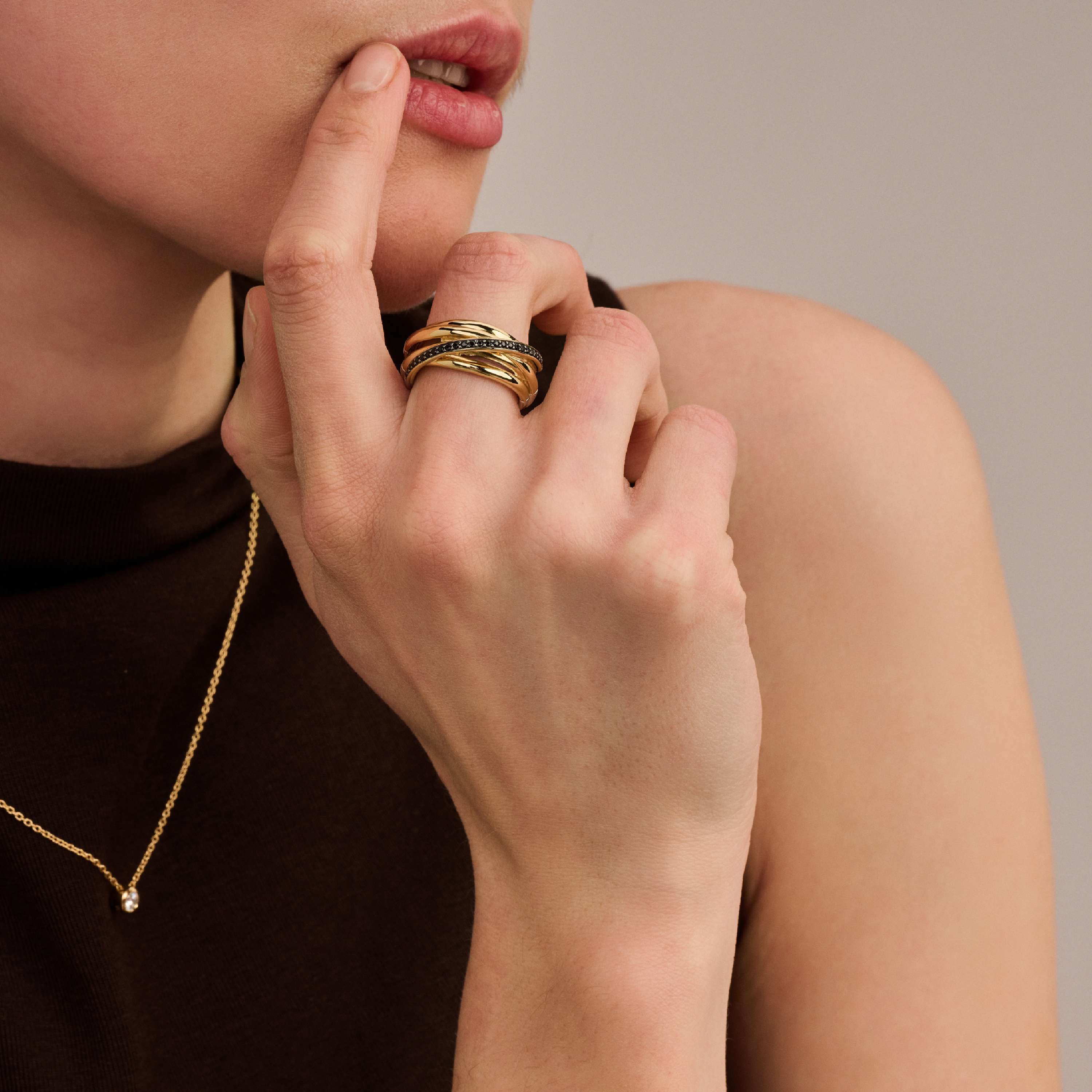 Zwarte Zirkonia Crossover Ring - M model - Image 6