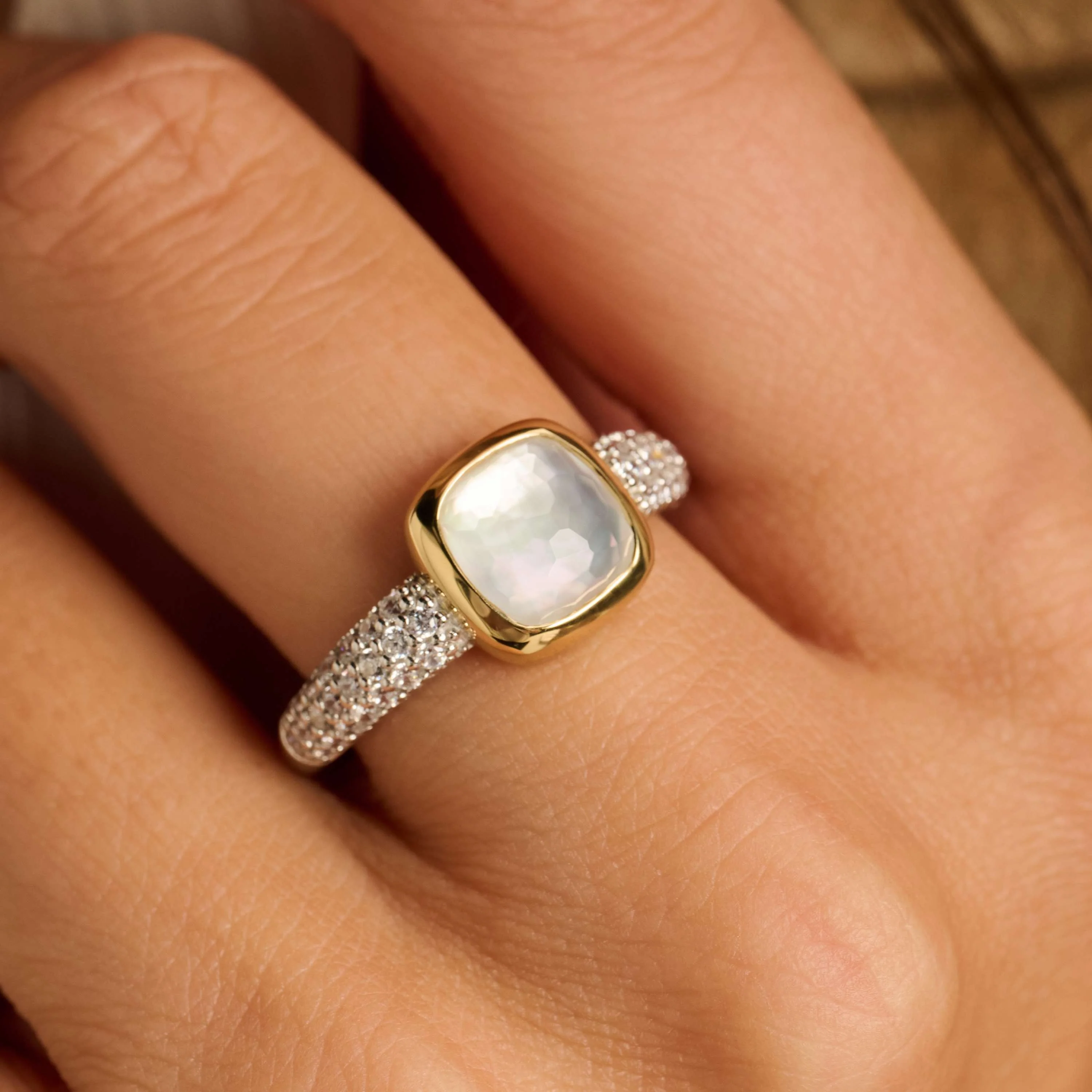 Zirkonia Cushion Ring met parel - Image 8
