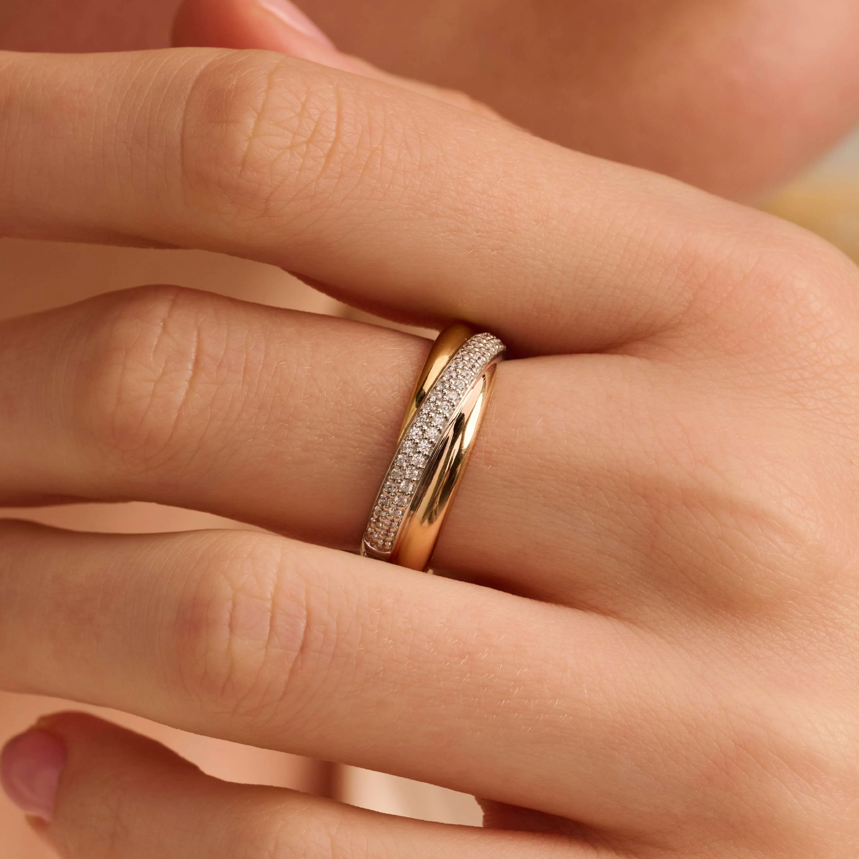 Tricolor Zirkonia Crossover Ring - S model - Image 7