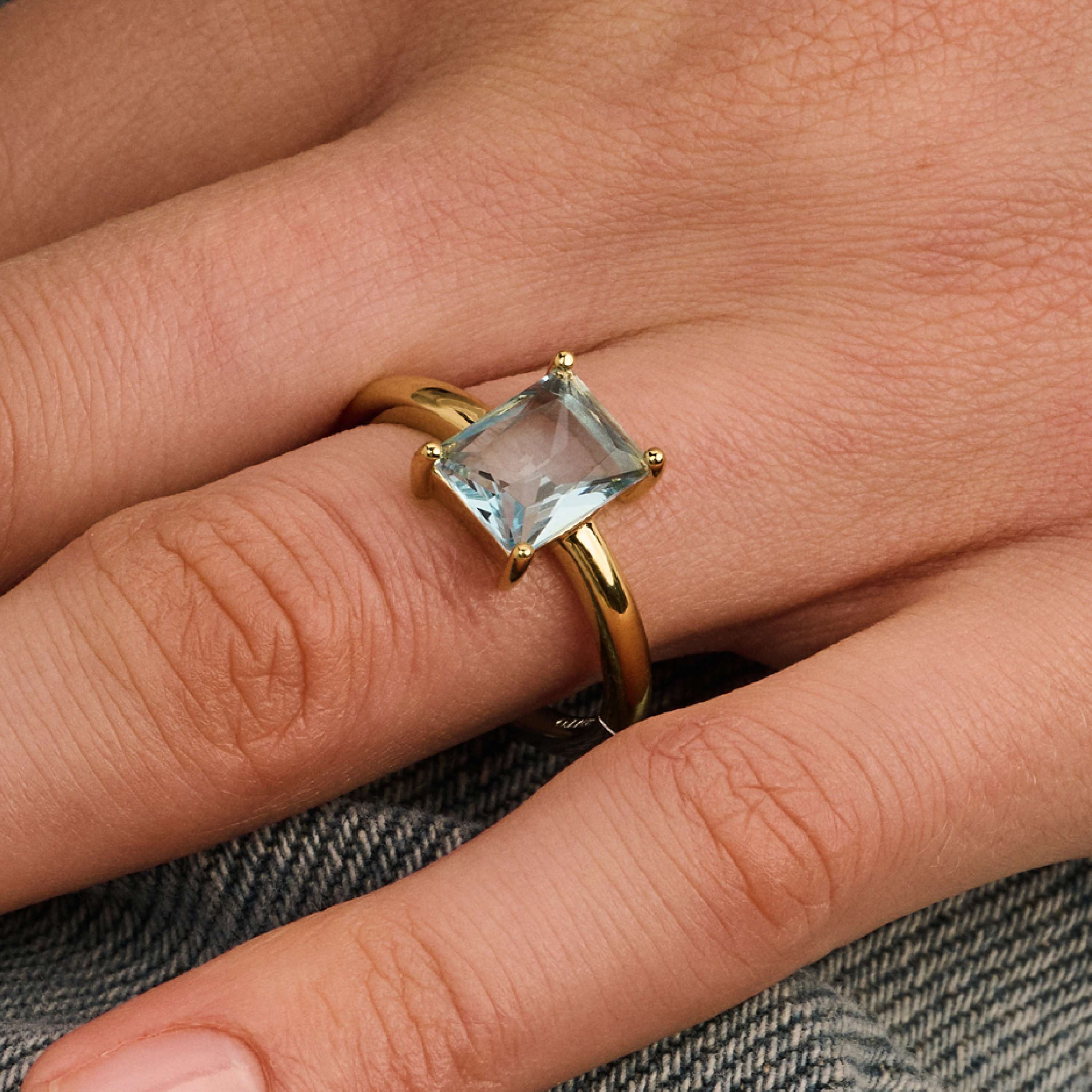 Rectangular Zirkonia Ring Licht Blauw - Image 7