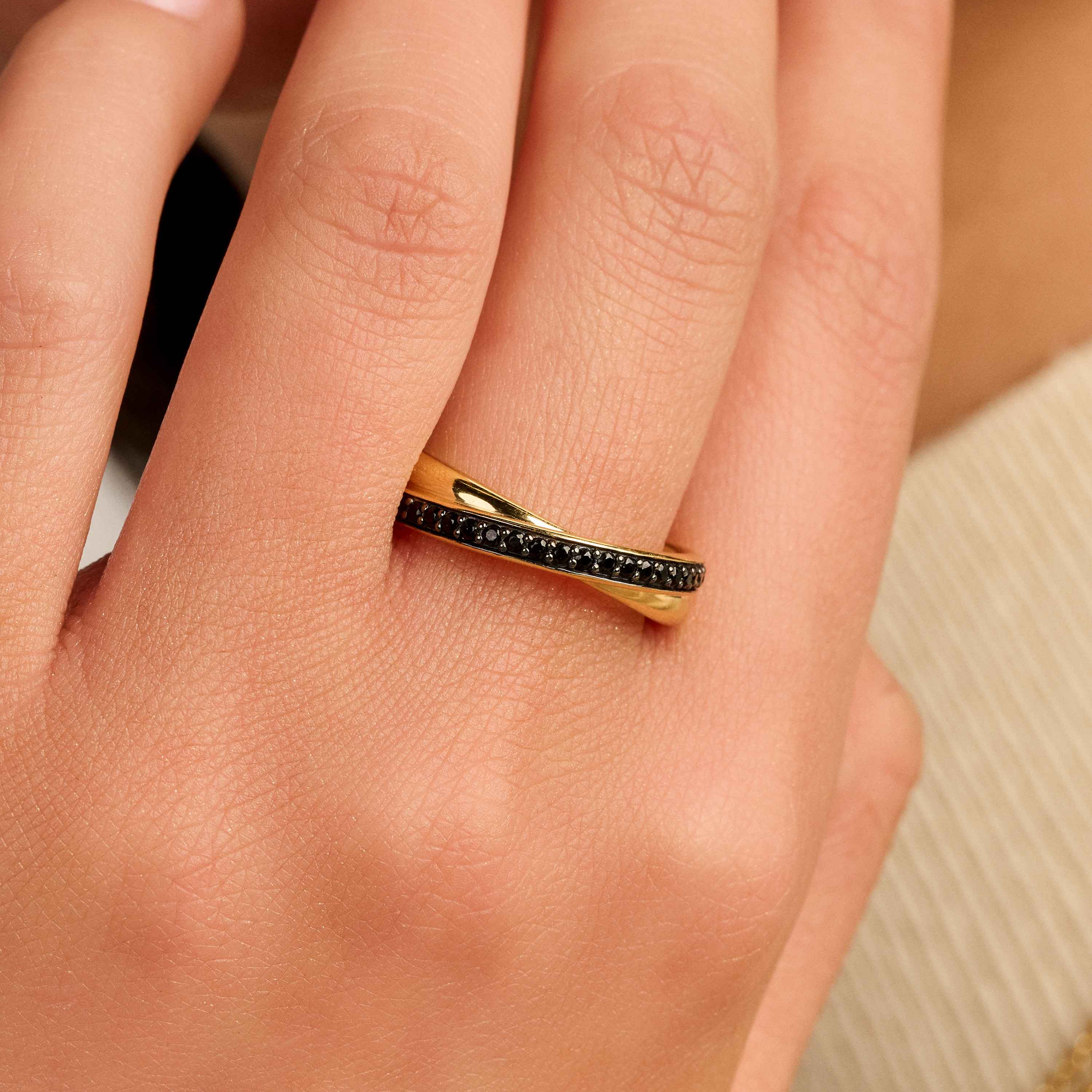 Zwarte Zirkonia Crossover Ring - XS model - Image 9