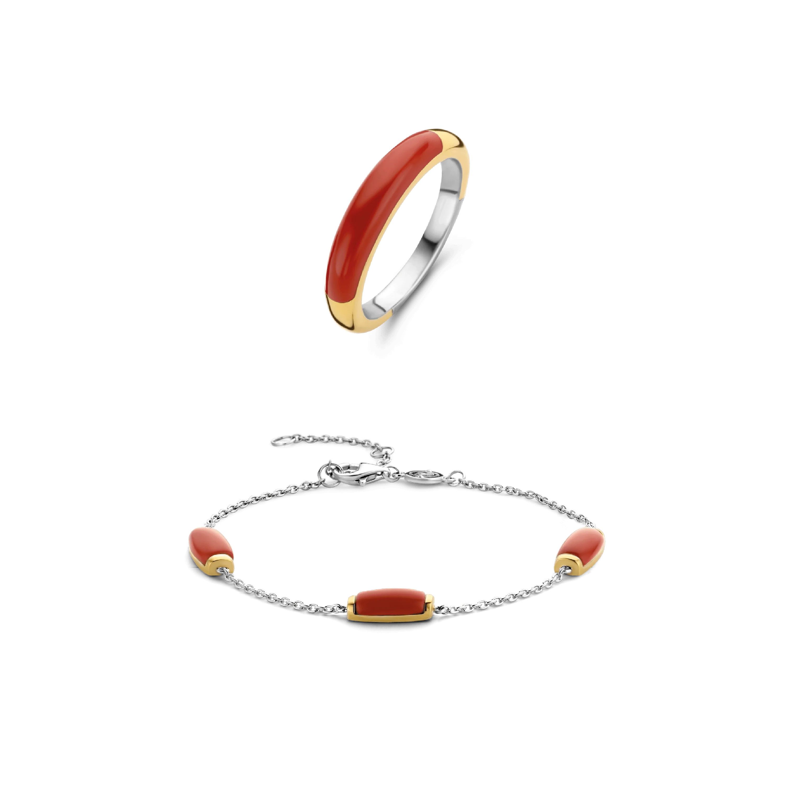 TI SENTO Rode Sieradenset - Ring en Armband